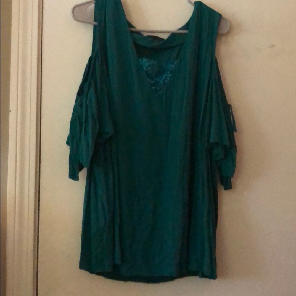 Lane Bryant cold shoulder flutter sleeve shirt